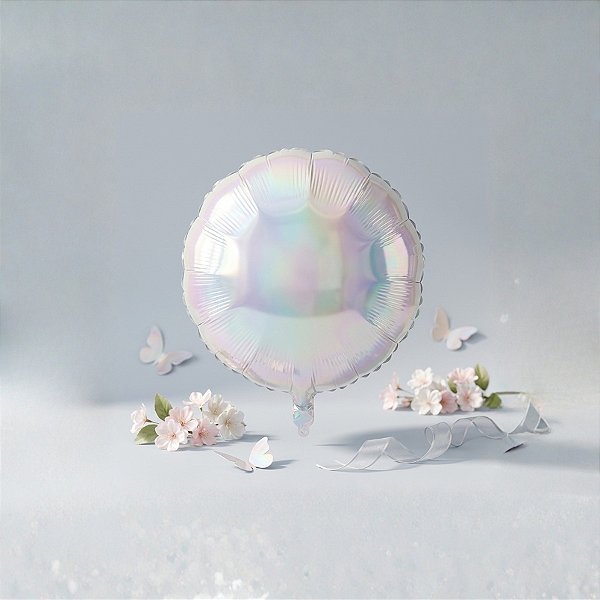 Balão de Festa 10" Microfoil - Redondo Holográfico Espelhado 4D - 25cm - 1 unidade - Rizzo