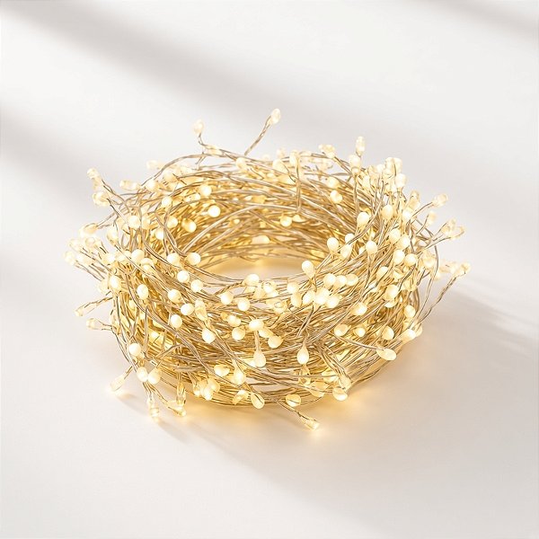 Cordão de LED Luz Branco Quente com Fio Incolor 500 Leds - 3m Bivolt - 1 unidade - Cromus - Rizzo