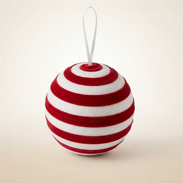 Bola de Natal - Veludo Vermelho e Branco - 15cm - 1 unidade - Rizzo