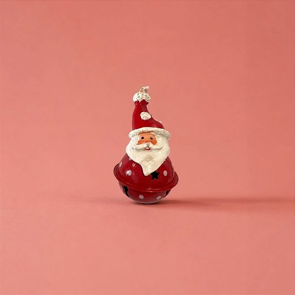 Enfeite para Pendurar de Natal - Guizo com Papai Noel - 6x4x6cm - 1 unidade - Cromus - Rizzo