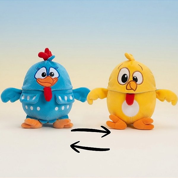 Pelúcia Dupla Face - Galinha Pintadinha - Galinha e Pintinho - 15x22x9cm - 1 unidade - Toyng - Rizzo