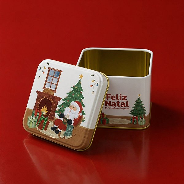 Lata de Metal de Natal - Para Você Que é Especial - Branco  - 8x8x6,3cm - 1 unidade - Rizzo
