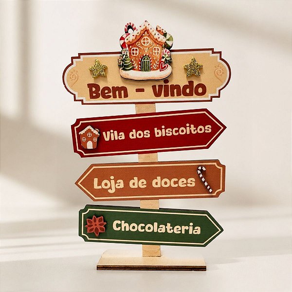Plaquinha de Natal MDF - Gingerbread Family - 18 cm - 1 unidade - Rizzo