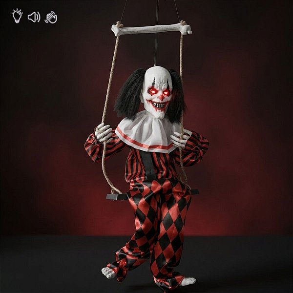 Enfeite Decorativo de Halloween Com Som, Luz e Movimento - Palhaço Martin - 90cm - 1 unidade - Cromus - Rizzo
