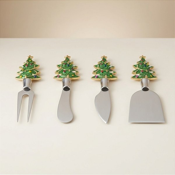 Kit Talheres para Queijo de Natal – Árvore de Natal – 14 cm - 4 unidades - Rizzo