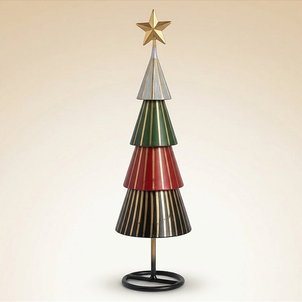 Árvore de Natal de Ferro - Branco, Verde, Vermelho e Preto - 15x53x15cm - 1 unidade - Rizzo