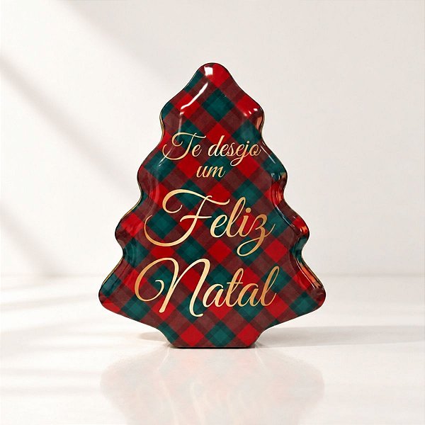 Lata de Natal de Metal - Te Desejo Um Feliz Natal - Vermelho e Verde - 18,4x15,2x6,5 cm - 1 unidade - Rizzo