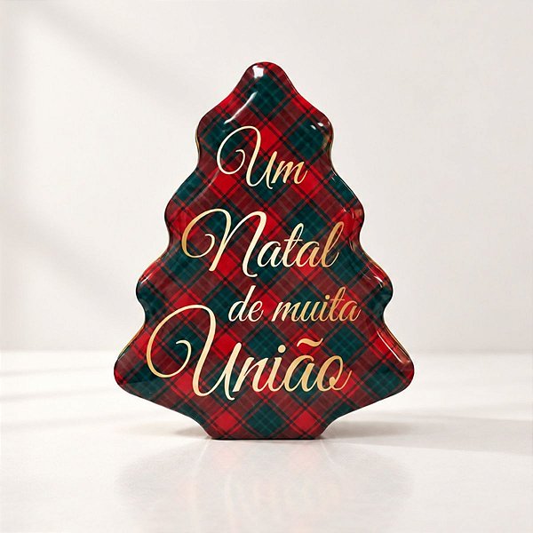 Lata de Natal de Metal - Muita União - Vermelho e Verde - 18,4x15,2x6,5 cm - 1 unidade - Rizzo