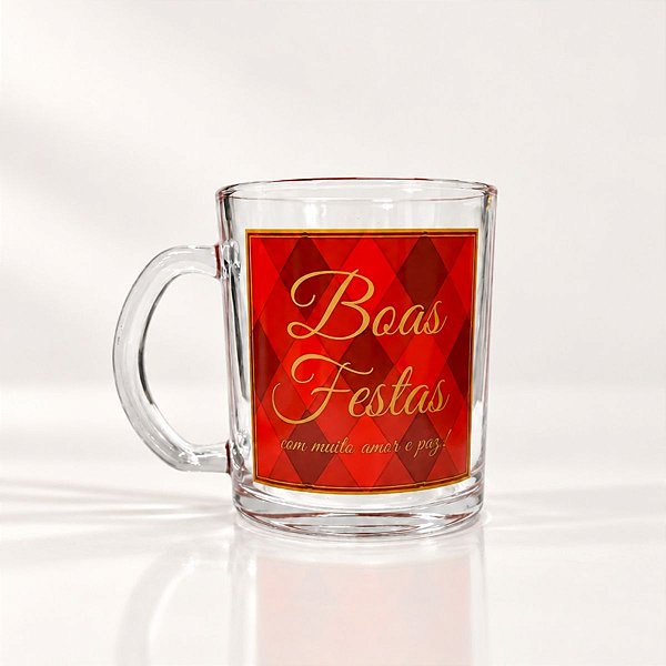 Caneca de Vidro de Natal - Boas Festas - 330mL - 1 unidade - Rizzo