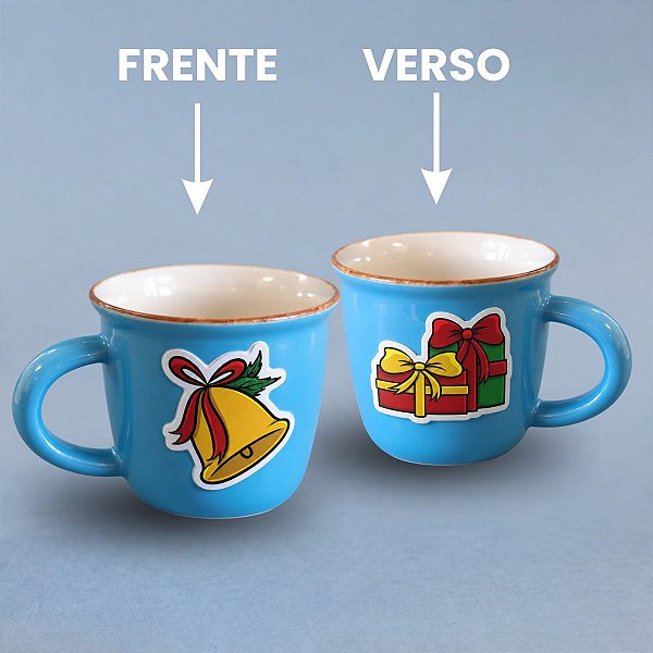 Caneca de Porcelana Personalizado Natal - Azul - 70ml - 1 unidade - Rizzo