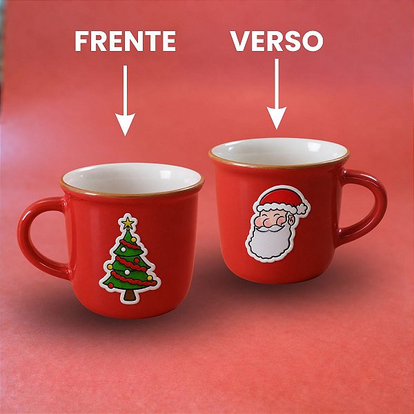 Caneca de Porcelana Personalizado Natal - Vermelho - 140ml - 1 unidade - Rizzo