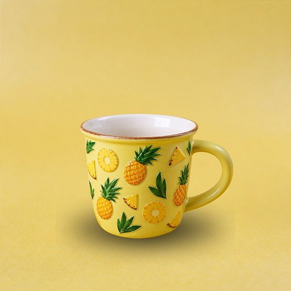 Caneca de Porcelana Personalizado Frutinhas - Abacaxi - 70ml - 1 unidade - Rizzo