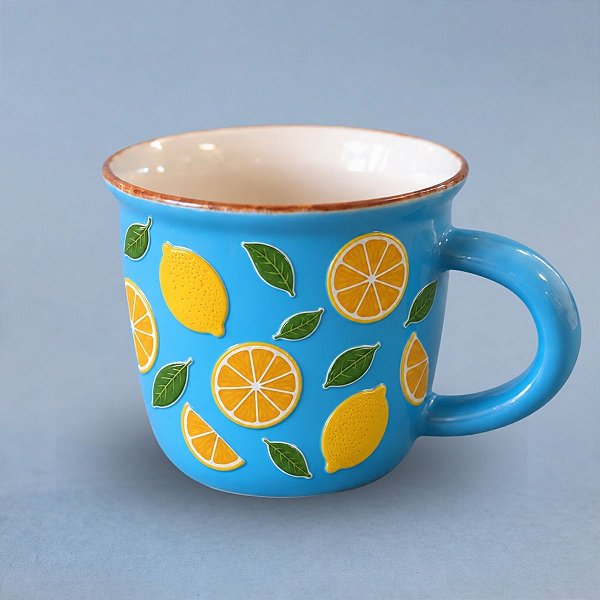 Caneca de Porcelana Personalizado Frutinhas - Limão - 140ml - 1 unidade - Rizzo