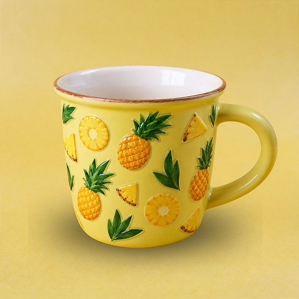 Caneca de Porcelana Personalizado Frutinhas - Abacaxi - 140ml - 1 unidade - Rizzo