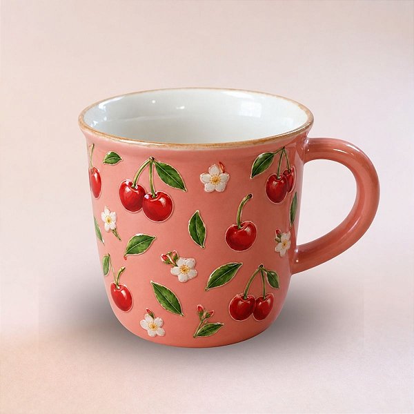 Caneca de Porcelana Personalizado Frutinhas - Cereja - 140ml - 1 unidade - Rizzo