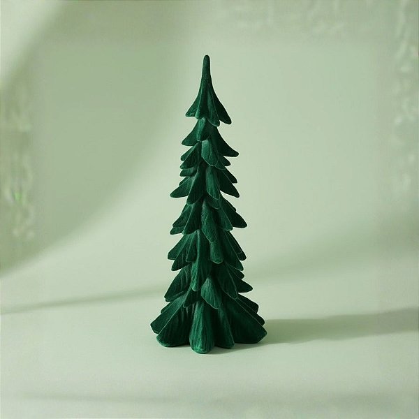 Árvore de Natal Decorativa em Resina - Flocado Verde - 20cm - 1 unidade - Cromus - Rizzo
