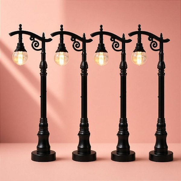 Enfeite Decorativo De Natal - Mini Poste com Luz - 10x8,5cm - 4 unidades - Cromus - Rizzo