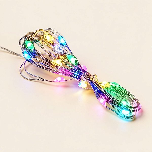 Cordão de Led Fio de Fada - Colorido - 5m - Uso com 3 Pilhas AA  - 1 unidade - Rizzo