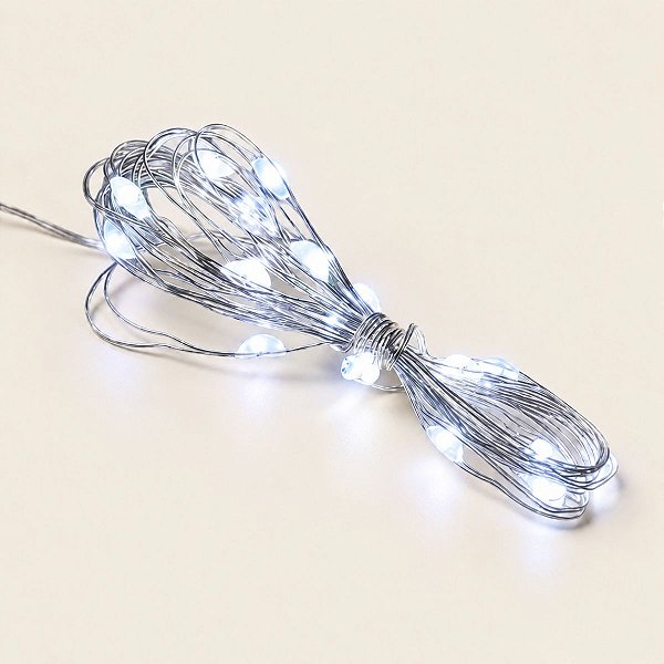 Cordão de Led Fio de Fada - Branco Frio - 5m - Uso com 3 Pilhas AA - 1 unidade - Rizzo