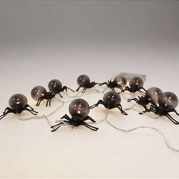 Cordão de LED Decorativo de Halloween - Aranha - LED Amarelo - 1,8m - 1 unidade - Rizzo