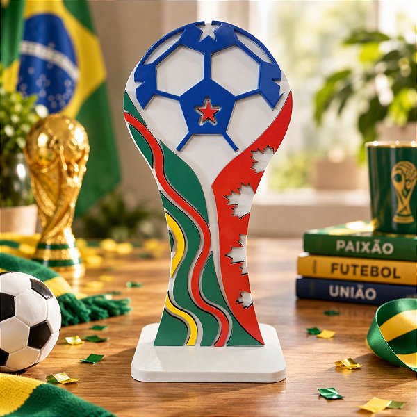 Display de Mesa em MDF - Troféu Copa do Mundo - 26 cm - 1 unidade - Rizzo
