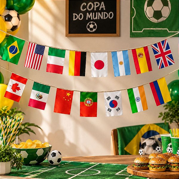 Varal Bandeira de Países - Copa do Mundo - 8m - 1 unidade - Rizzo