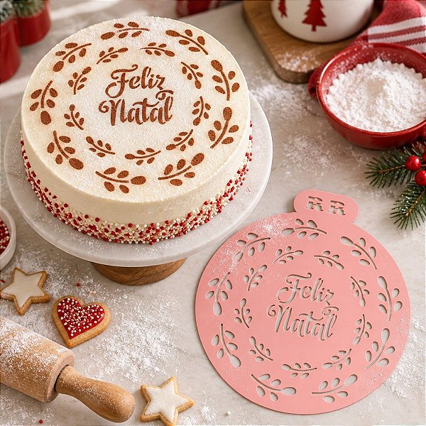 Stencil Feliz Natal - Ref.3057 - 23,5x21,5cm - 1 unidade - RR Cortadores - Rizzo
