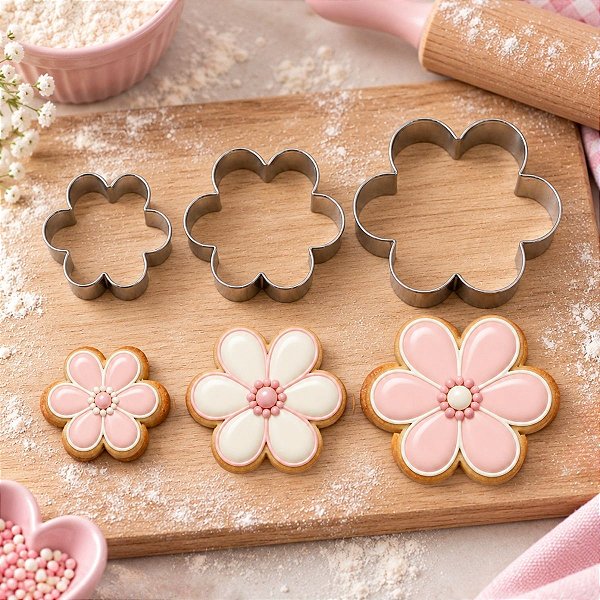 Kit Cortadores Margaridas - Ref.667 - 7x5,5x3,5cm - 3 unidades - RR Cortadores - Rizzo