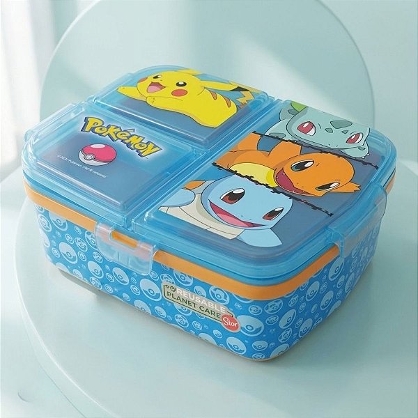 Marmita com Divisória - Sandwich Box Pokemon - 17x14cm - 1 unidade - Zonacriativa - Rizzo