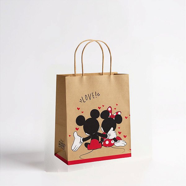 Sacola de Papel - Romântica Mickey e Minnie - P 21,5x15x8 - 10 unidades - Disney Original - Rizzo