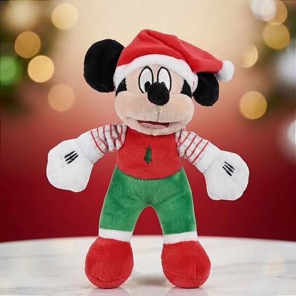 Pelúcia Mickey Mouse de Natal - Verde e Vermelho - 19cm - Disney Original - 1 unidade - Cromus - Rizzo