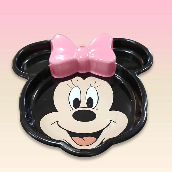 Prato Lúdico Minnie - Laço Rosa - 22x22x2cm - 1 unidade - Disney Original - Rizzo
