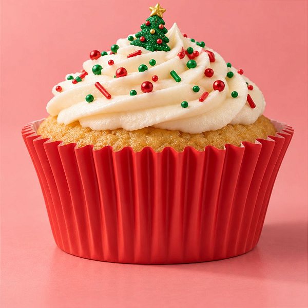 Forminha Forneável para Cupcake - Vermelho Natal - 45 unidades - Mago - Rizzo