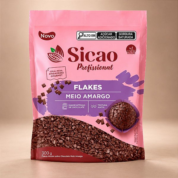 Flakes Sabor Chocolate Meio Amargo - Profissional - 300g - 1 unidade - Sicao - Rizzo