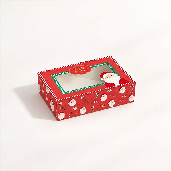 Caixa Divertida com Visor - Surpresa do Noel - Vermelha - M 12x8x3,5cm - 10 unidades - Cromus - Rizzo