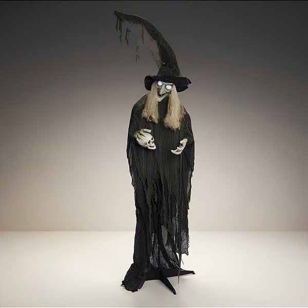 Enfeite Decorativo De Halloween Com Som, Luz e Movimento - Bruxa Martina - 1,67m - 1 unidade - Cromus - Rizzo