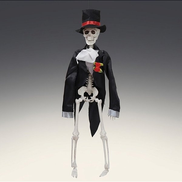 Enfeite Decorativo de Halloween Para Pendurar - Esqueleto Noivo Salem - 10x40x6cm - 1 unidade - Cromus - Rizzo