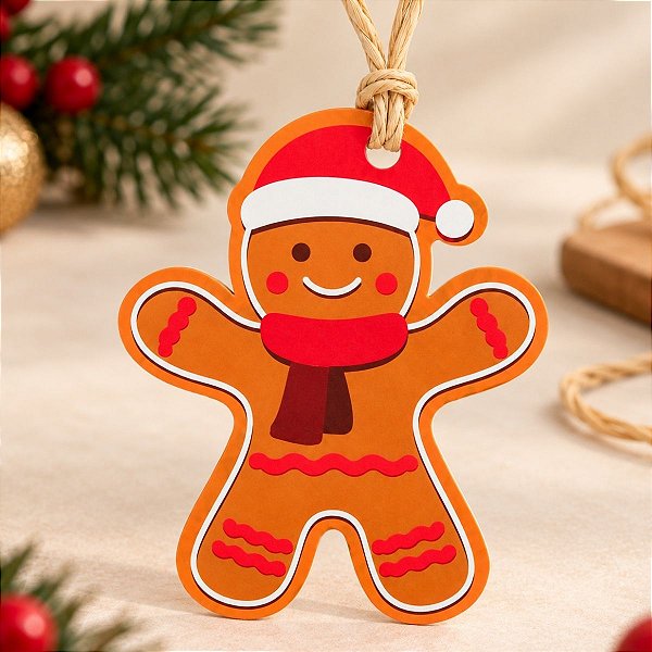 Tag Decorativa de Natal com Sisal - Biscoito - Ref.2476 - 6,5x5cm - 10 unidades - Stickr - Rizzo