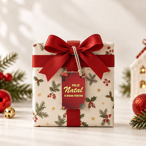 Tag Retangular Decorativa de Natal com Sisal - Feliz Natal e Boas Festas - 6x4cm - 10 unidades - Rizzo