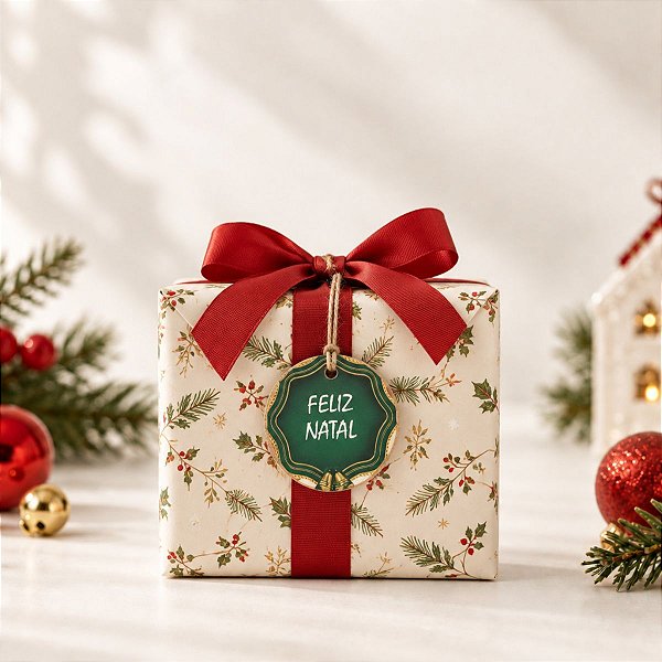 Tag Redonda Decorativa de Natal com Sisal - Feliz Natal Guirlanda - Verde - 5x5cm - 10 unidades - Rizzo
