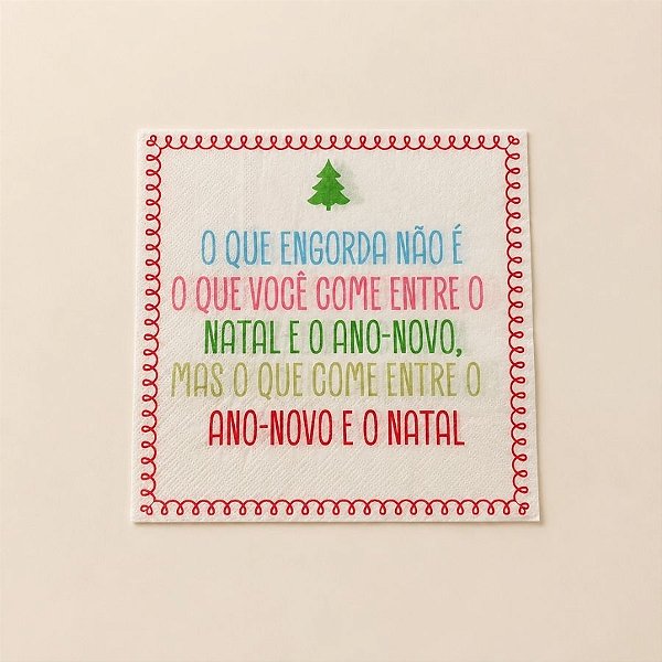 Guardanapo de Papel Natalino -  O que você come - 32,5x32,5cm - 20 unidades - Cromus - Rizzo