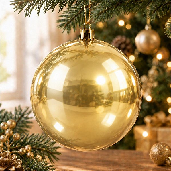Bolas de Natal em Tubo - Ouro - Perolado - 12cm - 4 unidades - Cromus - Rizzo