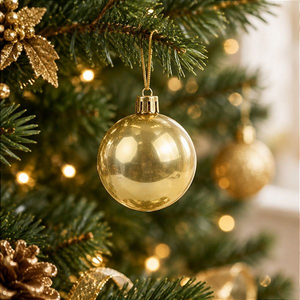 Bolas de Natal em Tubo - Ouro - Perolado - 4cm - 6 unidades - Cromus - Rizzo