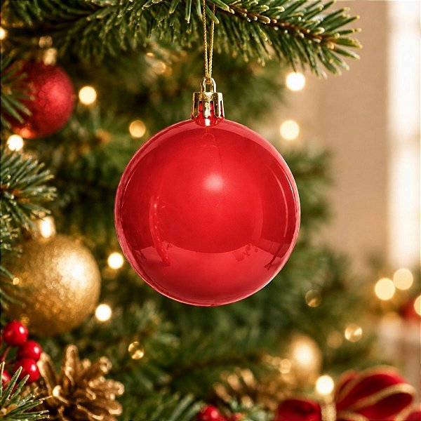 Bolas de Natal em Tubo - Vermelho - Perolado - 7cm - 6 unidades - Cromus - Rizzo
