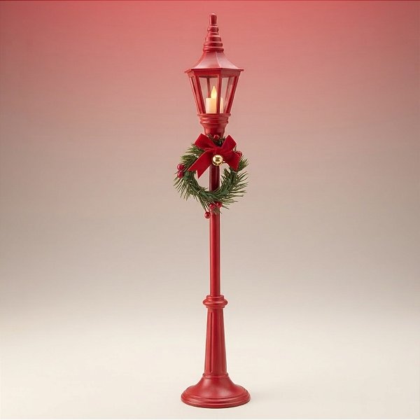 Enfeite Decorativo De Natal - Poste com Guirlanda e LED - Vermelho - 9x47x9cm - 1 unidade - Cromus - Rizzo