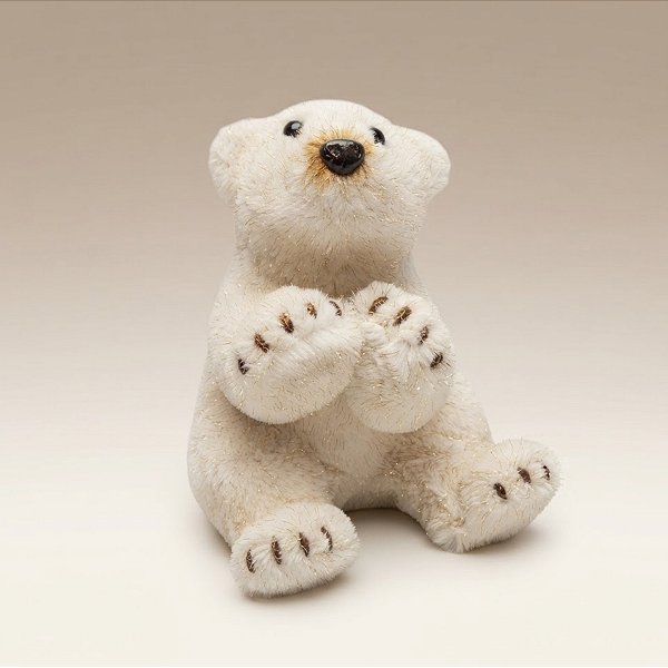 Enfeite Decorativo de Natal - Urso Polar Sentado - Branco e Dourado - 35x26x21cm - 1 unidade - Cromus - Rizzo