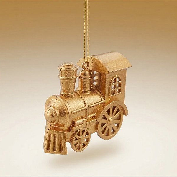 Enfeite Para Pendurar de Natal - Trem de Ouro - 4,5x9x10cm - 1 unidade - Cromus - Rizzo