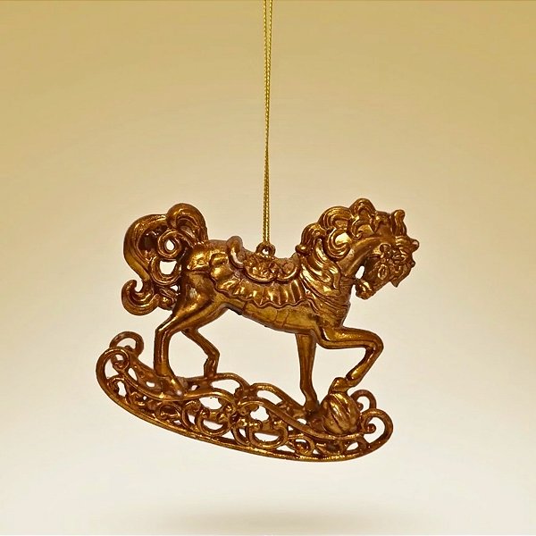 Enfeite Para Pendurar de Natal - Balanço Cavalo de Ouro - 9x10x2,5cm - 1 unidade - Cromus - Rizzo