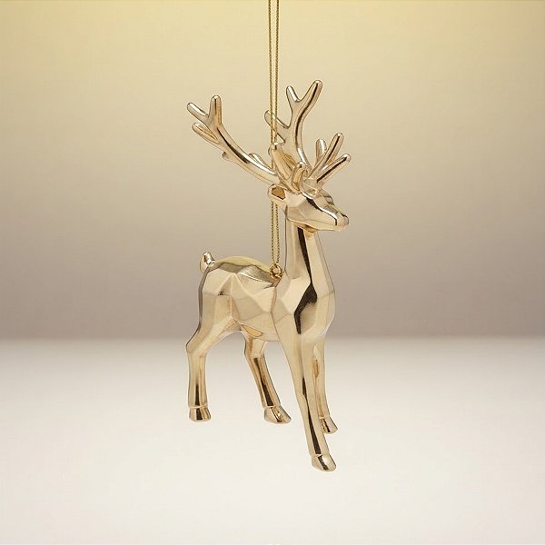 Enfeite para Pendurar de Natal - Rena Ouro Metalizada - 8x14x6cm - 1 unidade - Cromus - Rizzo