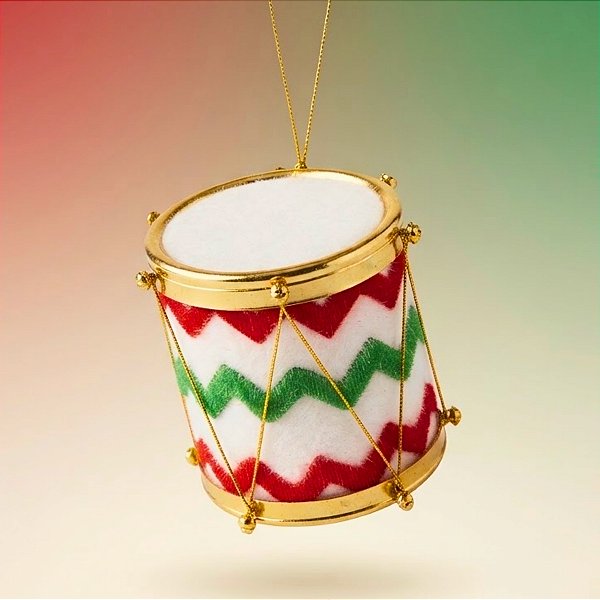 Enfeite para Pendurar de Natal - Tambor Vermelho, Branco e Verde - 7x8x7cm - 1 unidade - Cromus - Rizzo